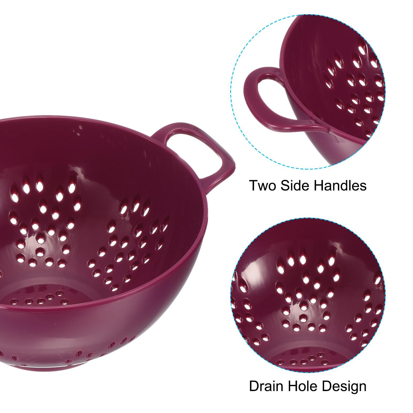 Mini Food Strainer Plastic Colander For Fruits Veggies Pasta Purple 2PCS gallery