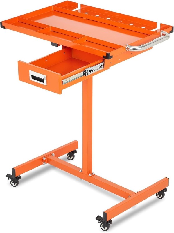 Rolling Tool Tray with Wheels Adjustable Height Mobile Work Table 220Lb Capacity gallery
