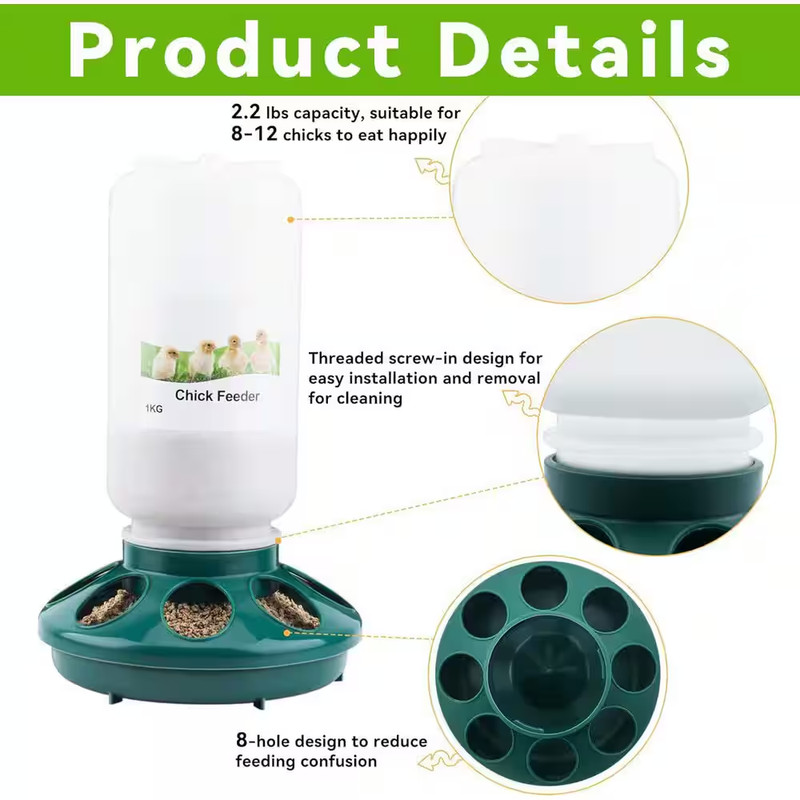 Brooder Chick Feeder & Waterer Set, 0.3 Gal Feeder + 0. 4Gal Waterer, 3 Adjustab gallery