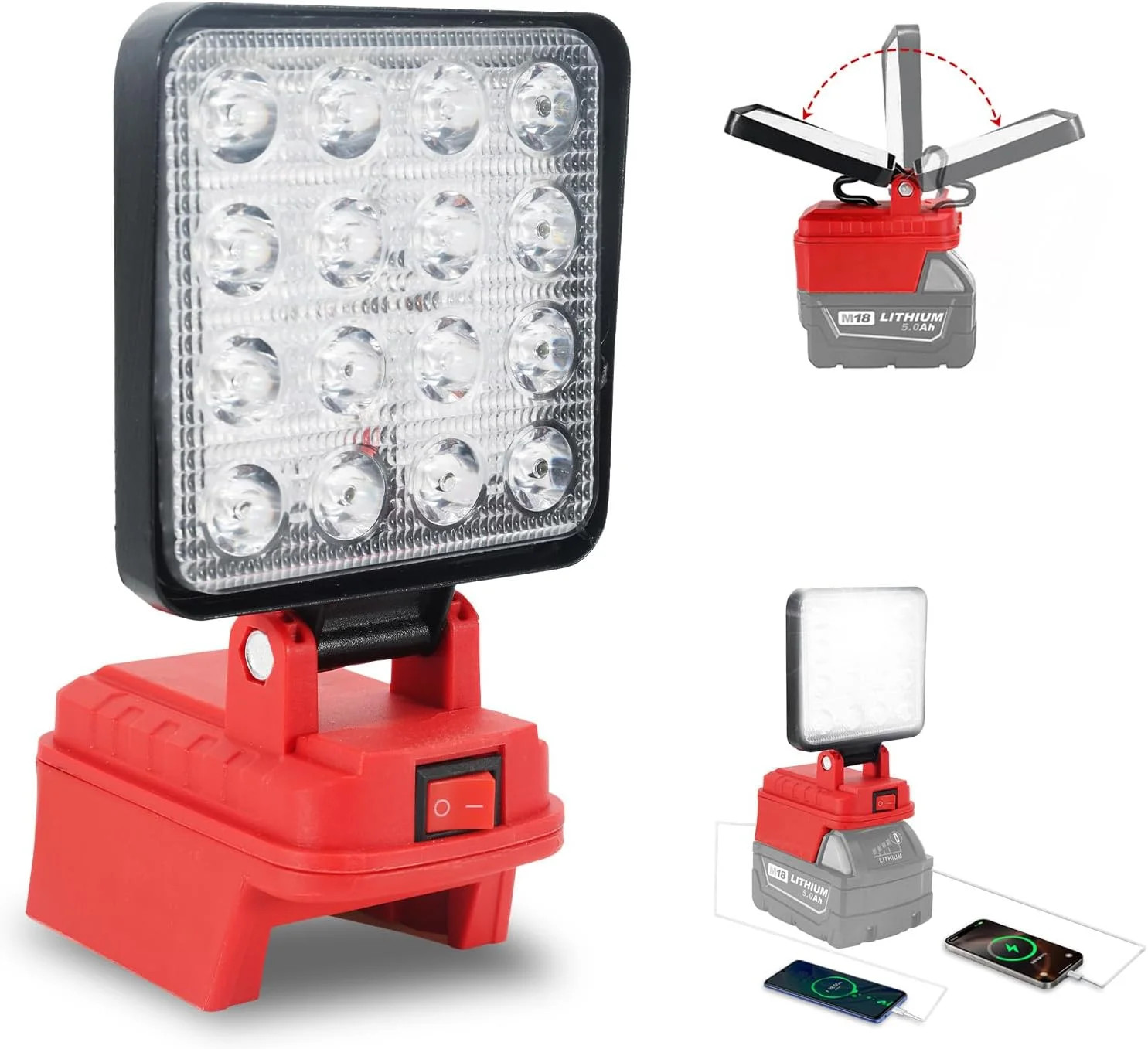 Cordless LED Work Light Compatible with Milwaukee M18 Battery, 5400 Lumens LED F gallery