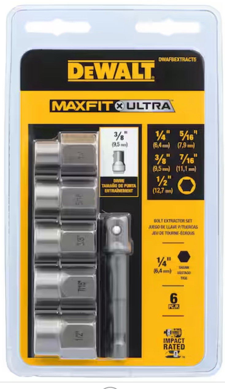 DeWALT MAXFIT ULTRA Extractor Set, Model # DWAFBEXTRACT5 (5-Piece + Adapter) gallery