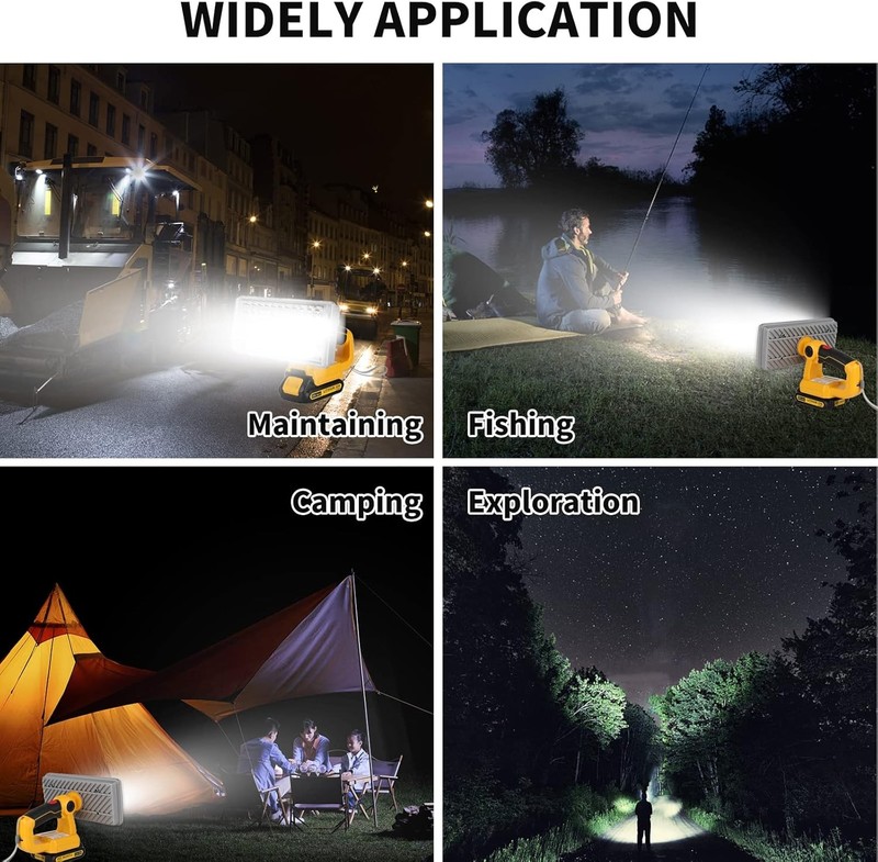LED Work Light Flashlight for Dewalt 20V Battery Portable Outdoor Flood Lighting gallery