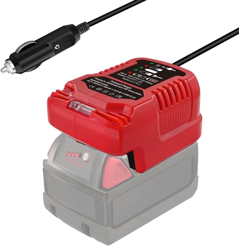 Mini Car Charger for Milwaukee 18V Li-ion Battery Portable Use on Car Cigarette gallery