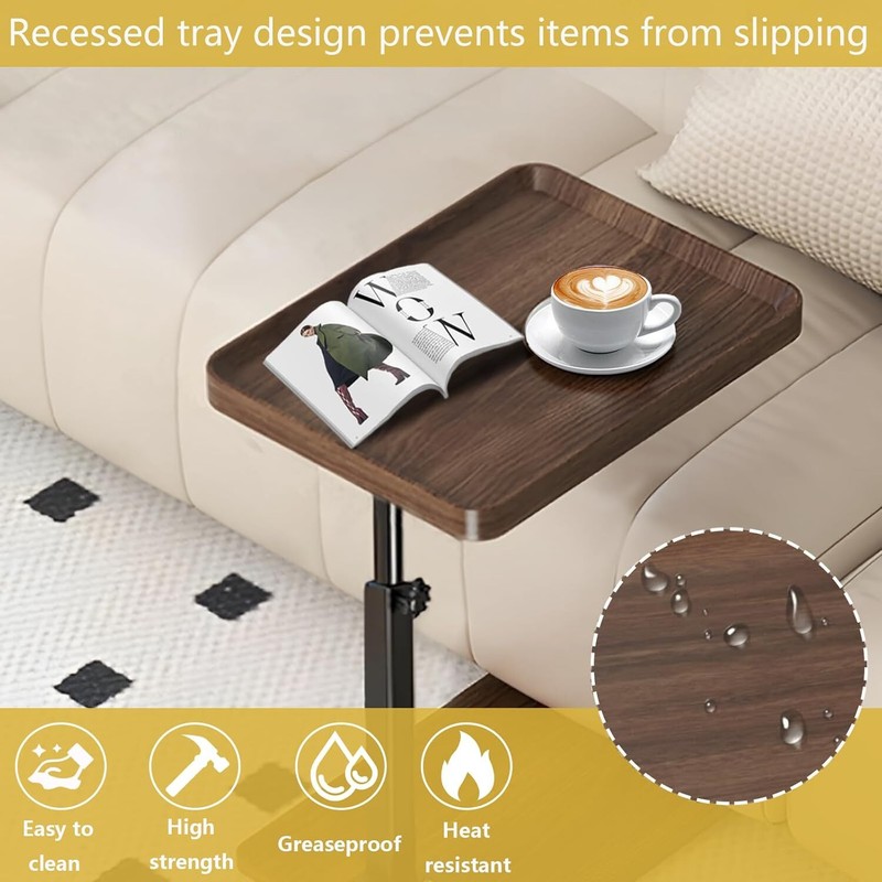 C Table End Table Adjustable Height, 360°Swivel TV Tray Table for Small Spaces gallery