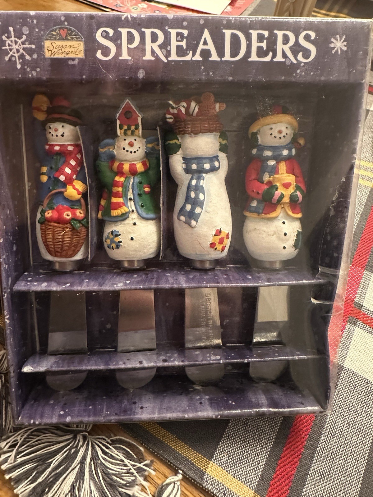 Hallmark Christmas Susan Winget Snowman Frosty Fun Spreaders Set (4) Box gallery