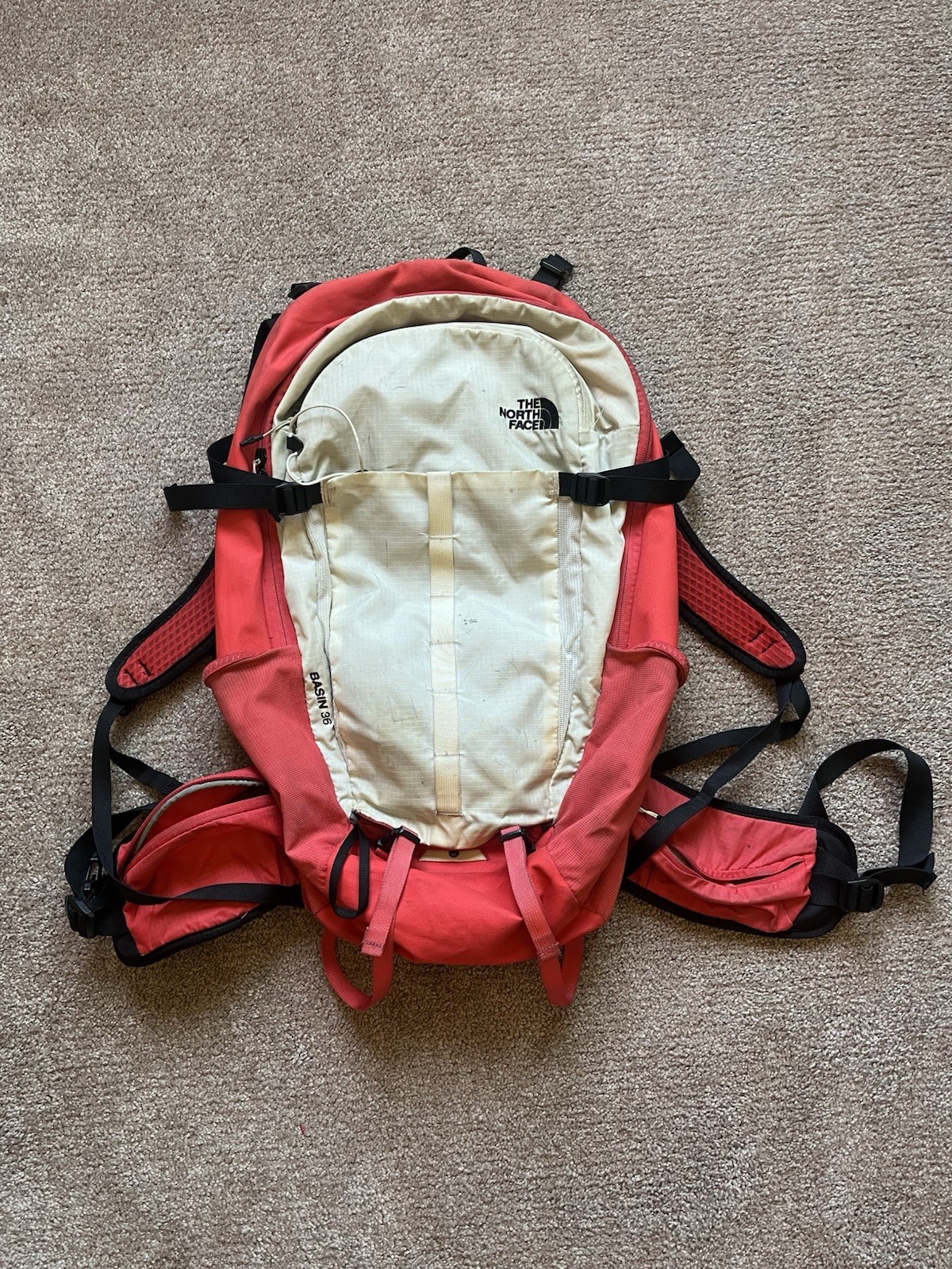 North Face Basin 36 Red & White Hiking Backpac