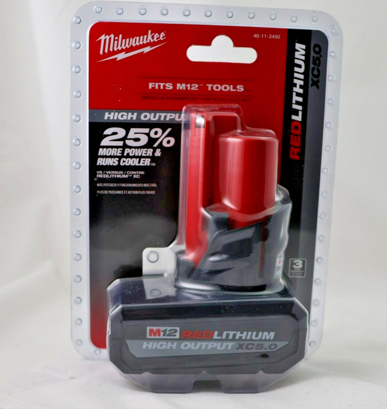 Milwaukee M12 High Output XC5.0 Lithium-Ion Battery Pack - Red (48-11-2450) gallery