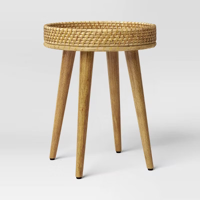 Round Natural Woven Accent Table (KD) - Threshold: Bamboo & Cane, Bedroom gallery
