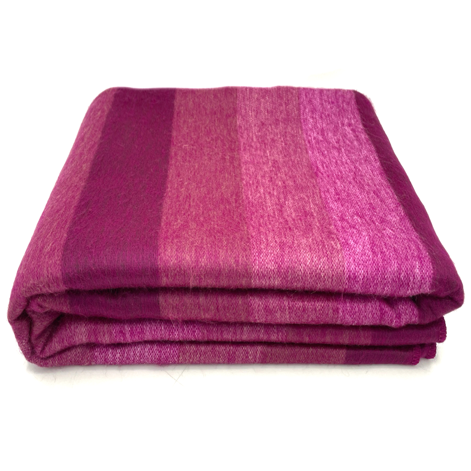SOFT & WARM FUCHSIA PINK STRIPED ALPACA LLAMA WOOL BLANKET PLAID 89"x63" QUEEN gallery