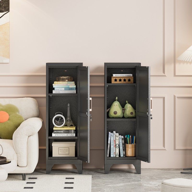 Kitchen Pantry Storage Cabinet, Lockable Metal Cabinet with Shelves Storage Unit gallery