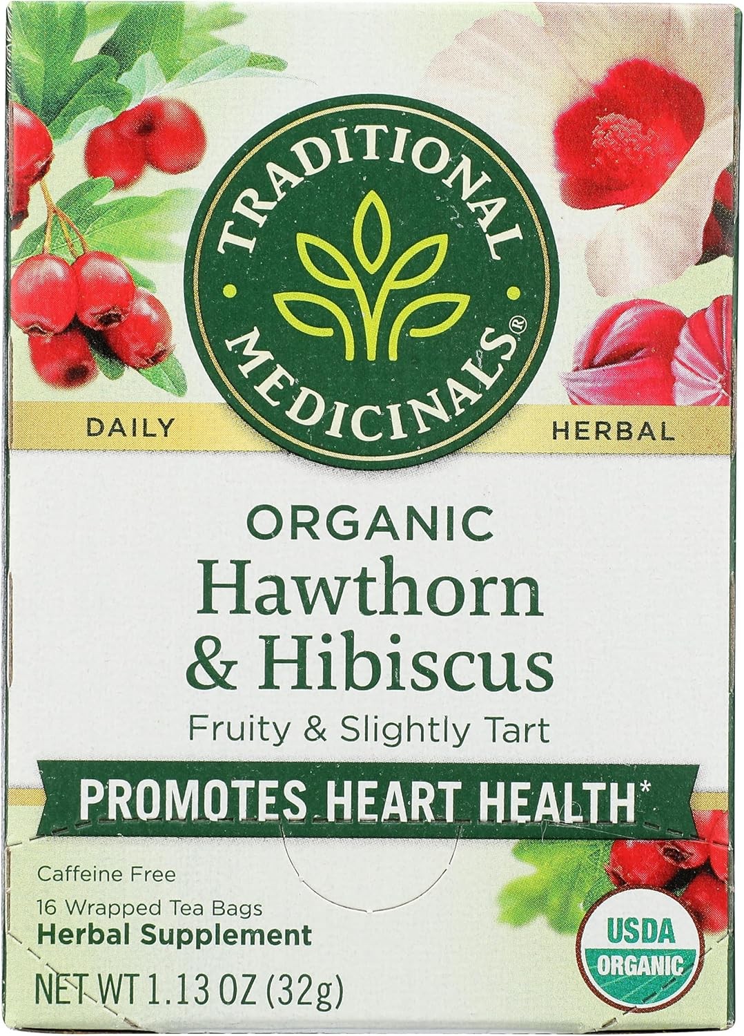 Organic Hawthorn & Hibiscus Herbal Tea, Promotes Heart Health, (Pack of 1) - 16 gallery