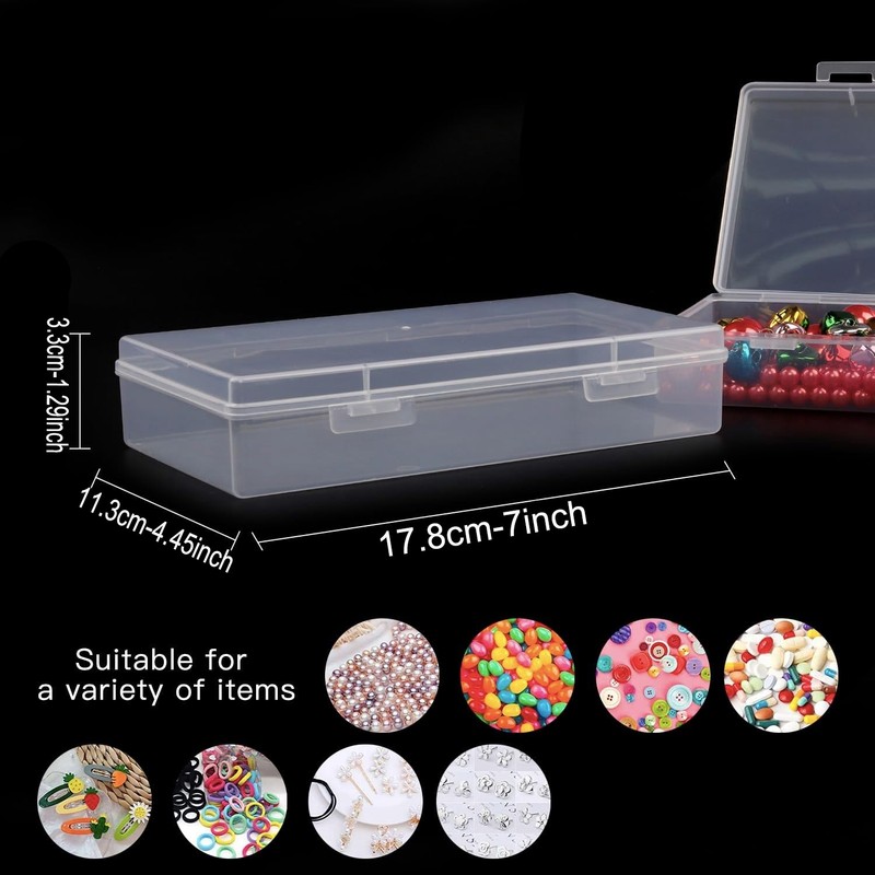 2/4/10 Clear Plastic Storage Container Box Hinged Lid DIY Arts Crafts Marker Pen gallery