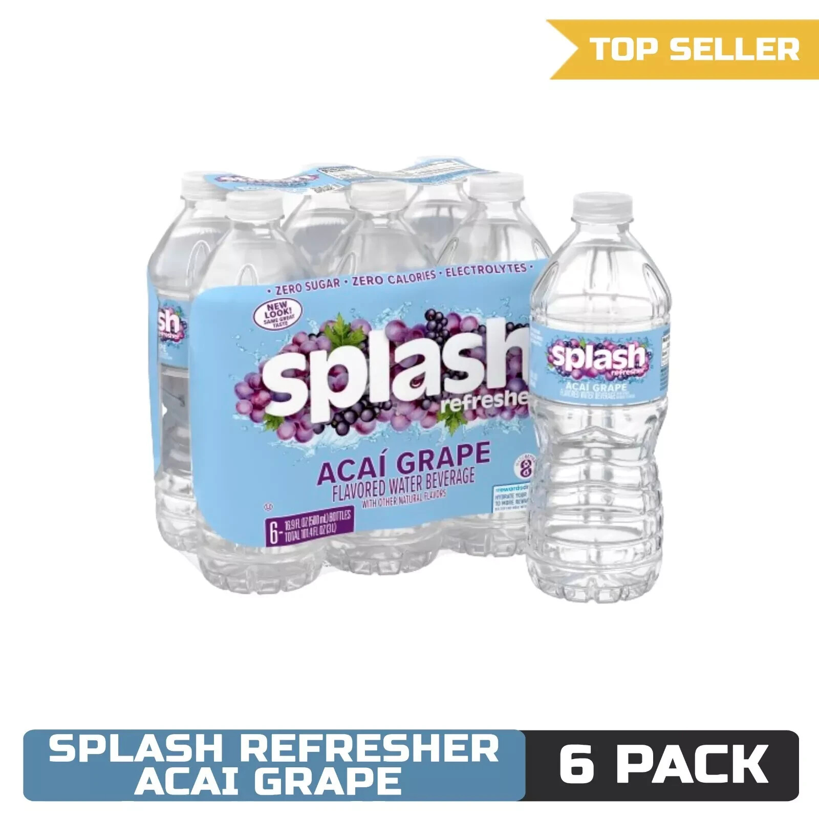 Splash Refresher Acai Grape Flavored Water, 16.9 Fl Oz, Plastic Bottle Pack of 6 gallery