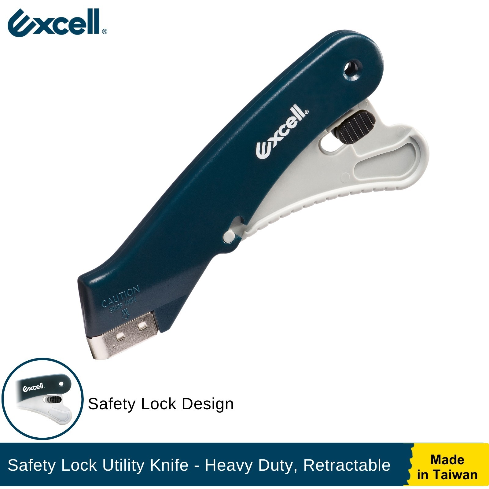 Excell Safety Lock Utility Knife Heavy Duty Retractable Cutter for Warehouse gallery