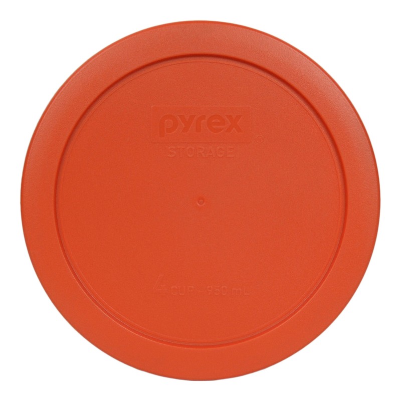 Pyrex 7201-PC 6" Pumpkin Orange Plastic Storage 2 Pack Lid for 4 Cup Glass Bowl gallery