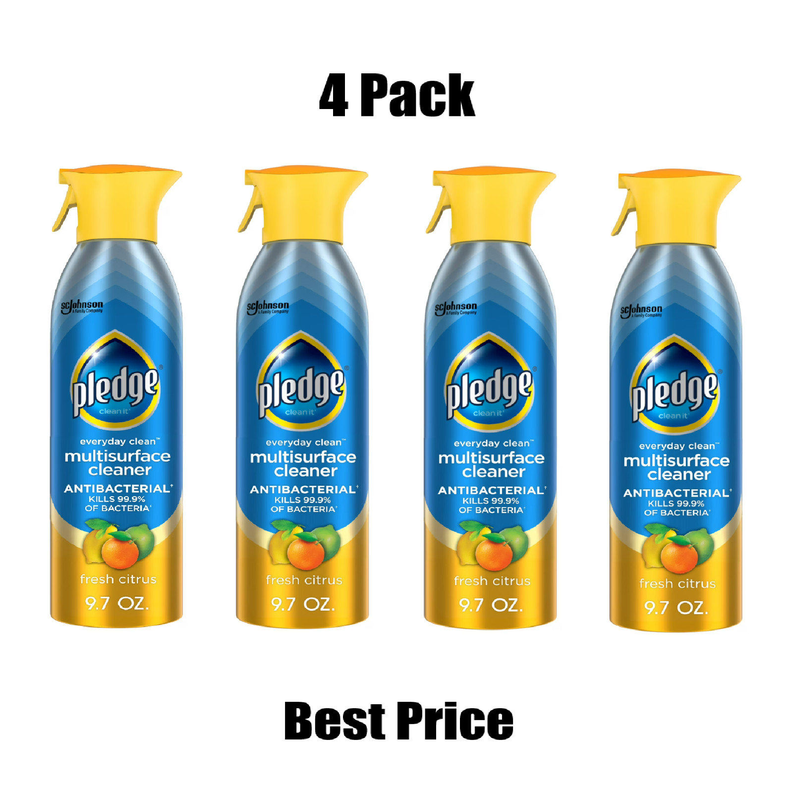 Pledge Everyday Multi-Surface Antibacterial Cleaner, Citrus 9.7 oz Aerosol 4pack gallery