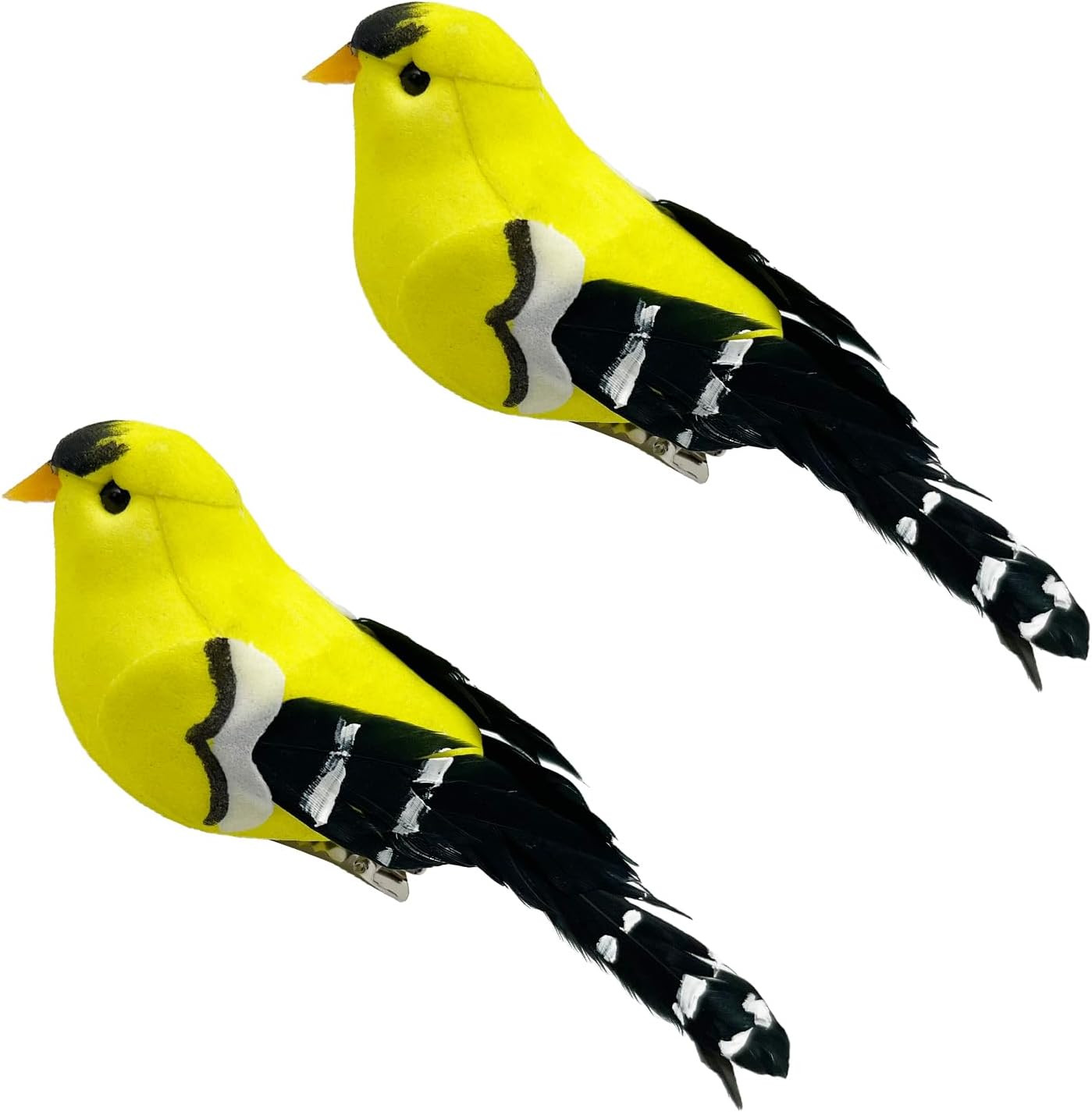 Artificial Birds Realistic Yellow Goldfinch 2 Pack Clip on Foam Feathered Bird O gallery