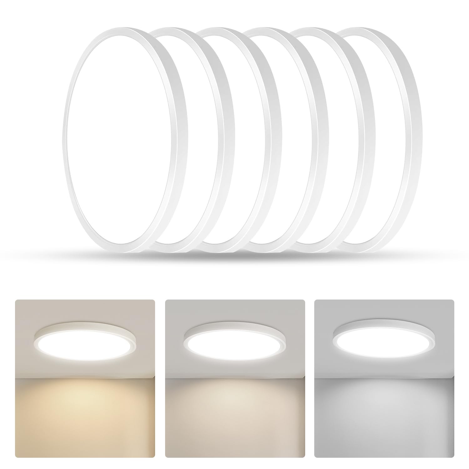 9 Inch LED Flush Mount Ceiling Light 6 Pack - 18W Ultra-Slim 3 Color Options gallery