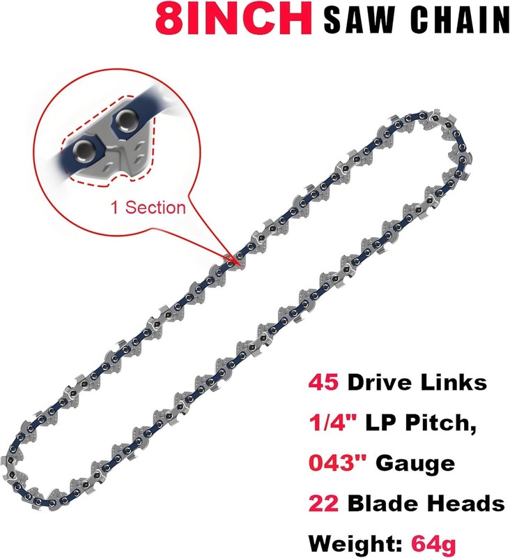 8 Inch Chainsaw Chain Replacement- 2 Chains and 1 Guide Bar for 8 8inch gallery