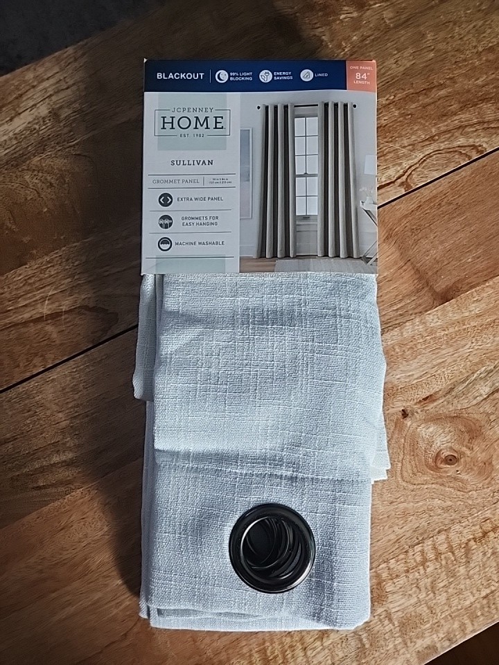 NEW (1) JCP Home Sullivan "Cool White" Blackout Grommet Curtain Panel 50 x 84 in gallery