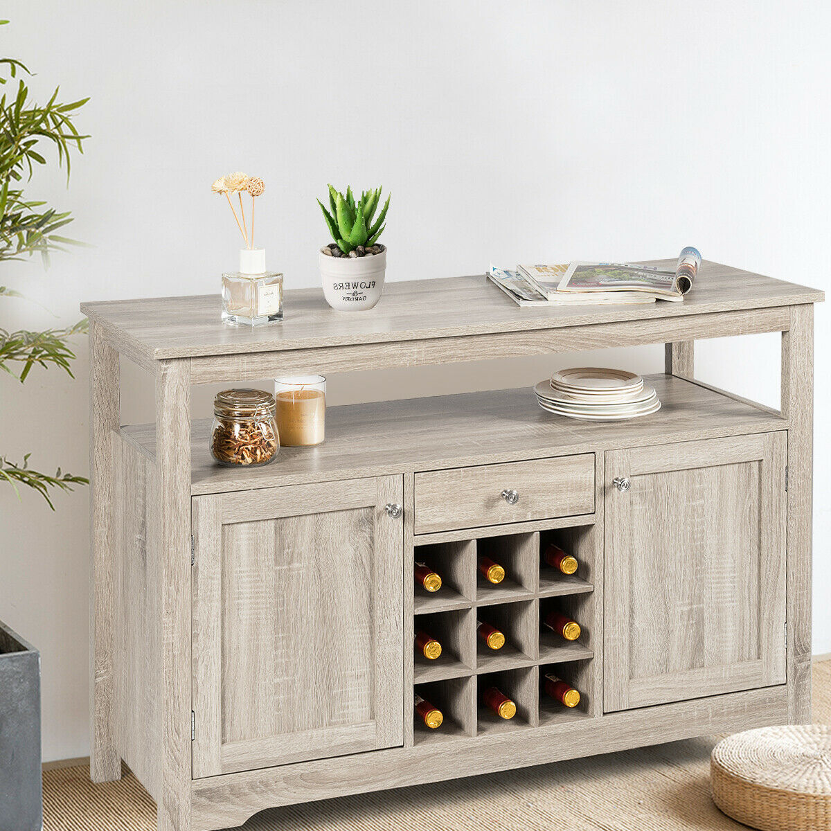 Buffet Server Sideboard Wine Cabinet Console Table Grey Home gallery
