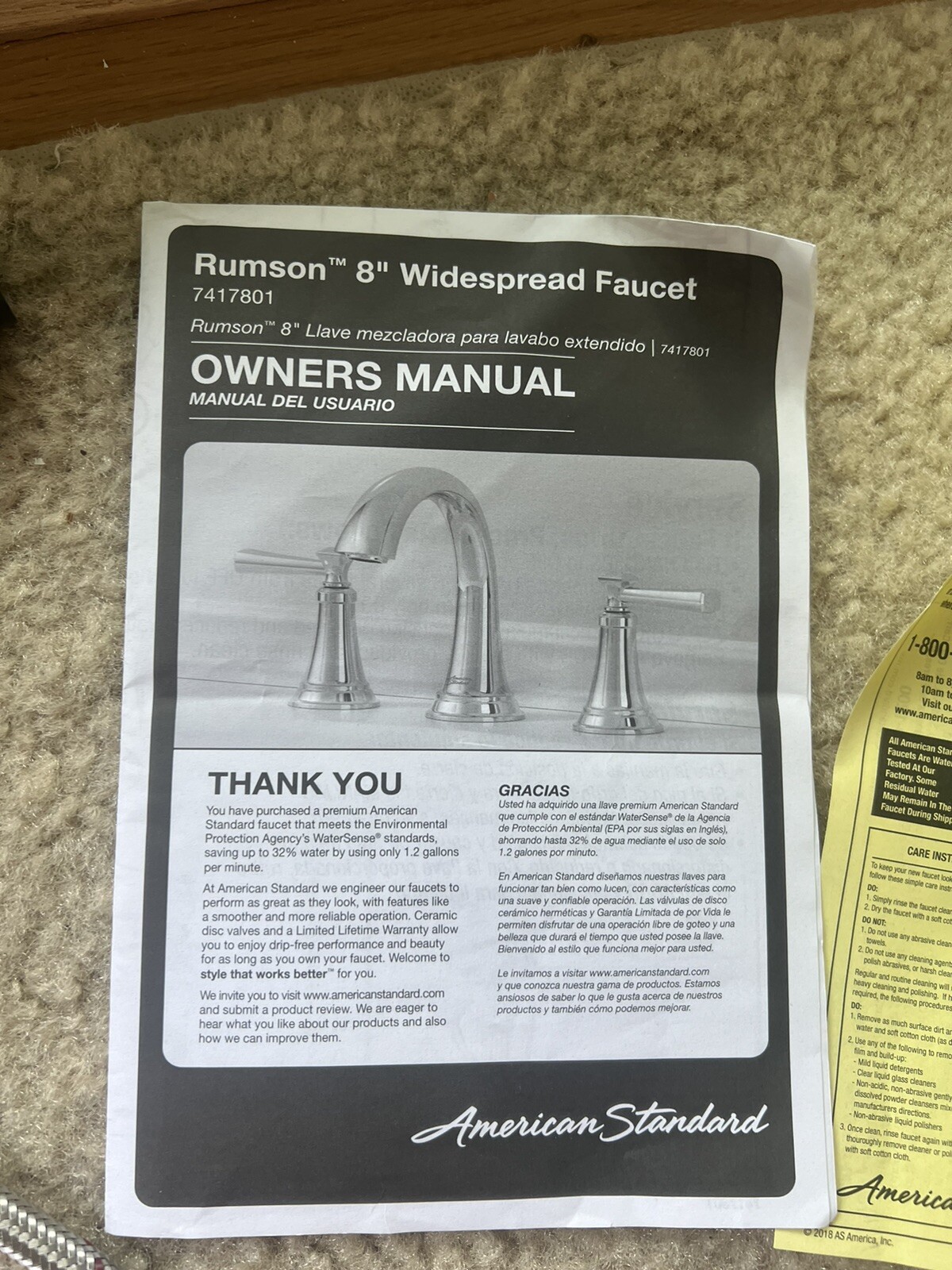 American Standard Rumson 8” Bath Faucet Widespread Brushed Nickel (OB) gallery