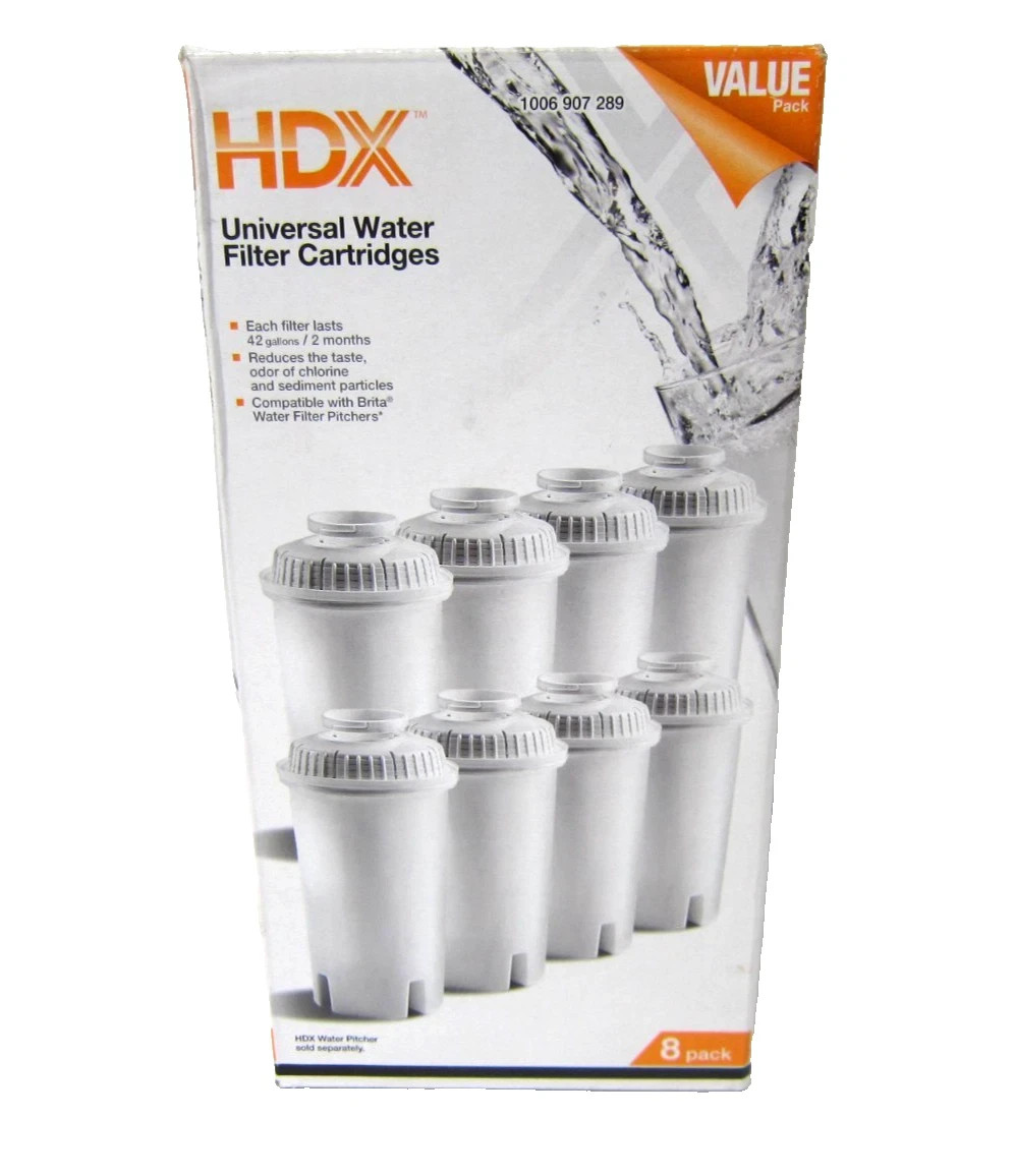 HDX Water Pitcher Replacement Water Filter Cartridges BPA Free 8-Pack gallery