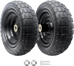 10-Inch Solid Replacement Tire and Wheel 4.10/3.50-4″ – Flat Free Tires for Cart
