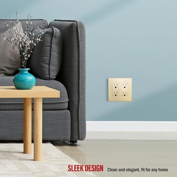 Gold 2-Gang Screwless Decorator Rocker Wall Plate Polycarbonate 5-Pack gallery