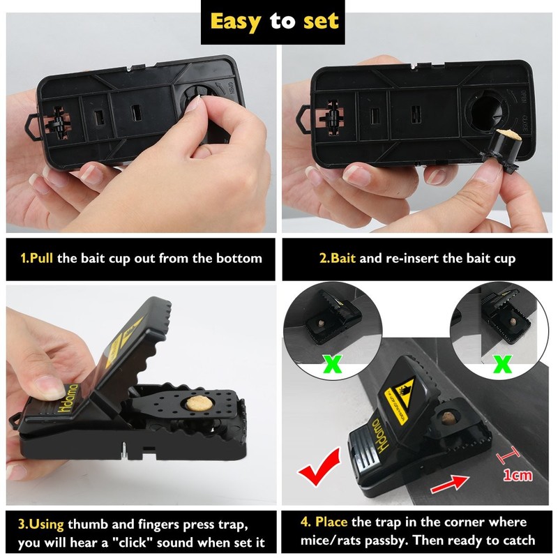 6 Pack Mouse Traps Quick Kill Snap Trap for Small Mice Indoor Outdoor Reusable gallery