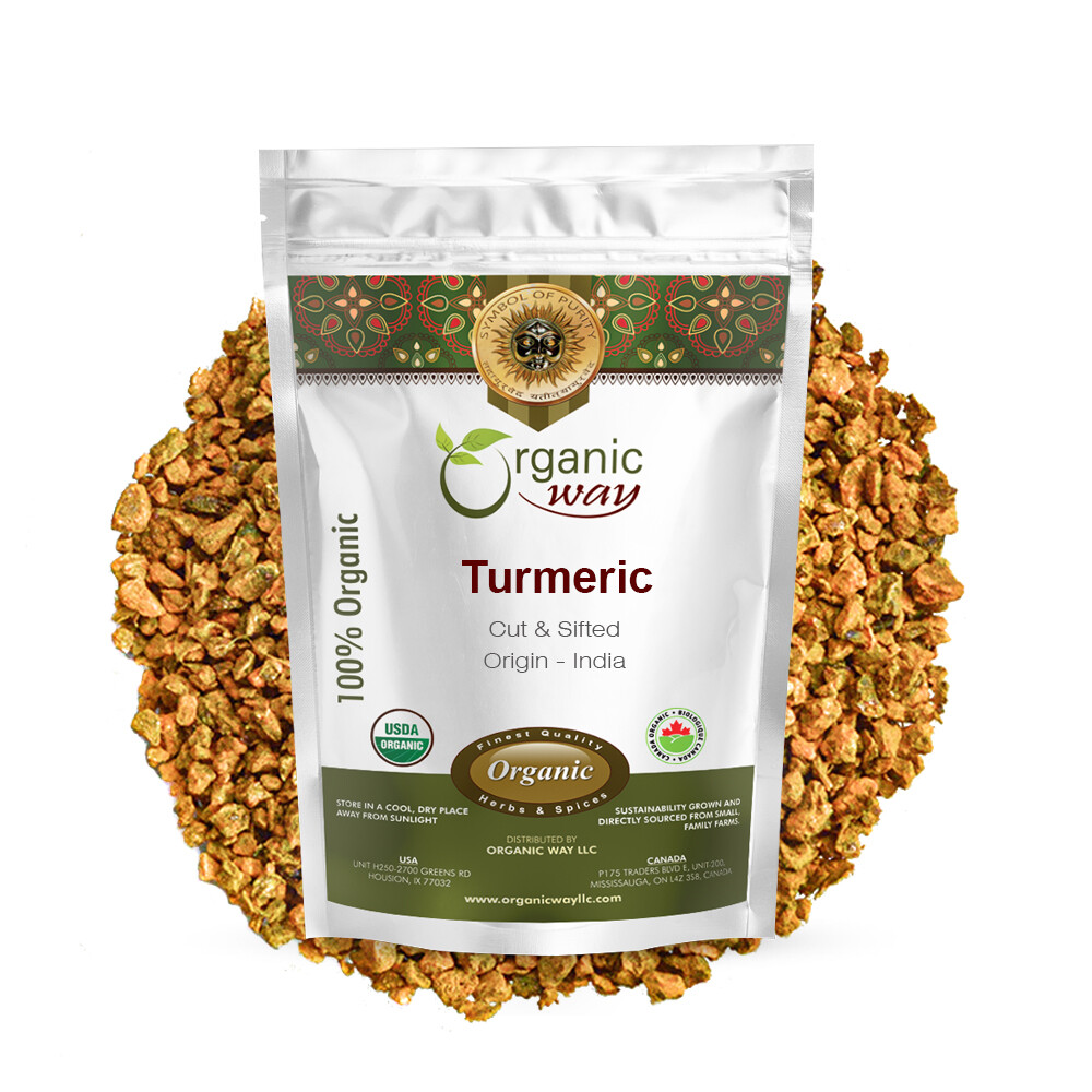 Organic Way Turmeric/Haldi Root Cut & Sifted - Organic, Kosher & USDA Certified gallery