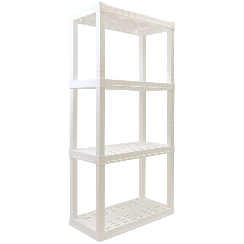 Storage Rack Interlocking Multipurpose 4-Tier 56"H x 14"D x 30"W White-400 lbs gallery
