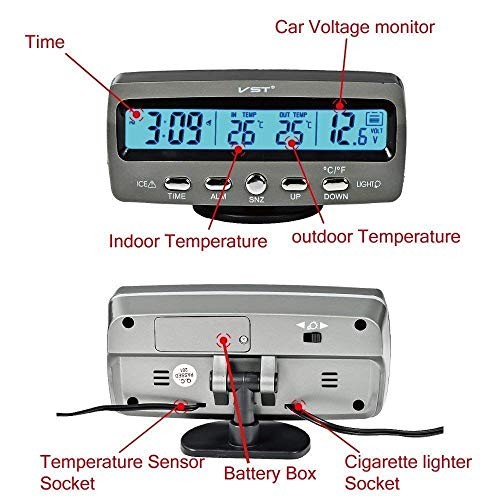 1pcs 12V Car Thermometer Digital LCD Display Multiple Function Rainproof Car gallery