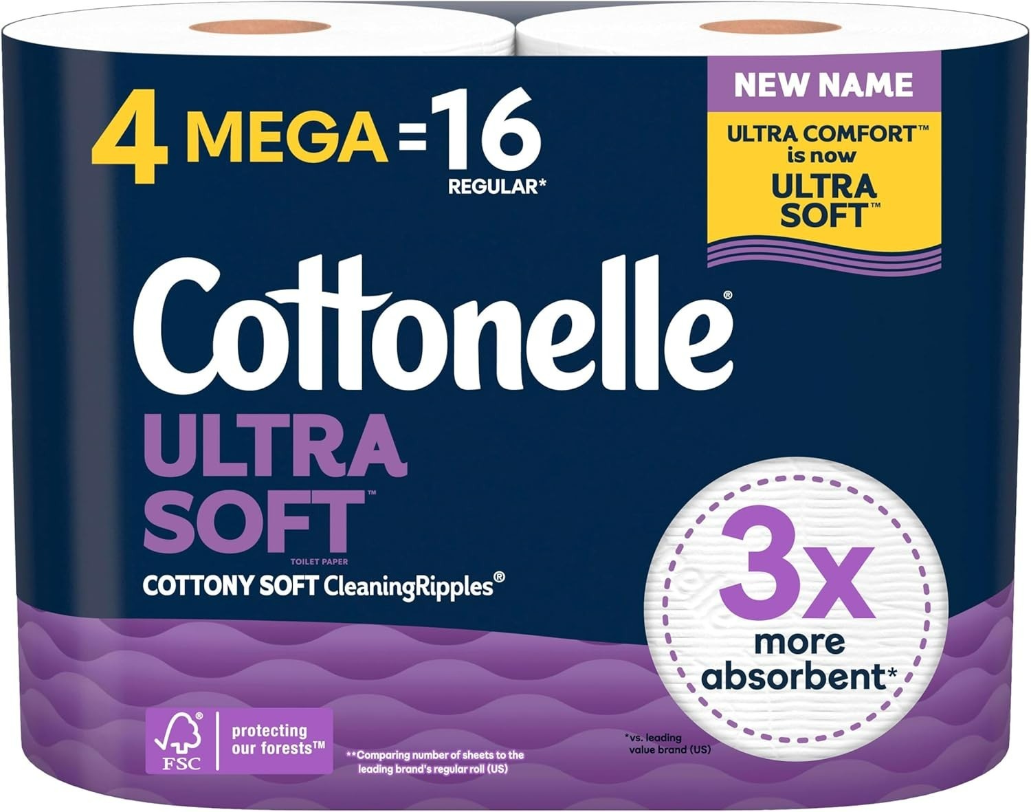 Ultra Soft Soft Toilet Paper, 4 Mega Rolls=16 Regular Rolls, Packaging May Vary gallery