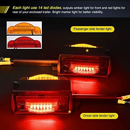 LED Trailer Fender Lights Pre Wired Amber Red 2 Pack gallery