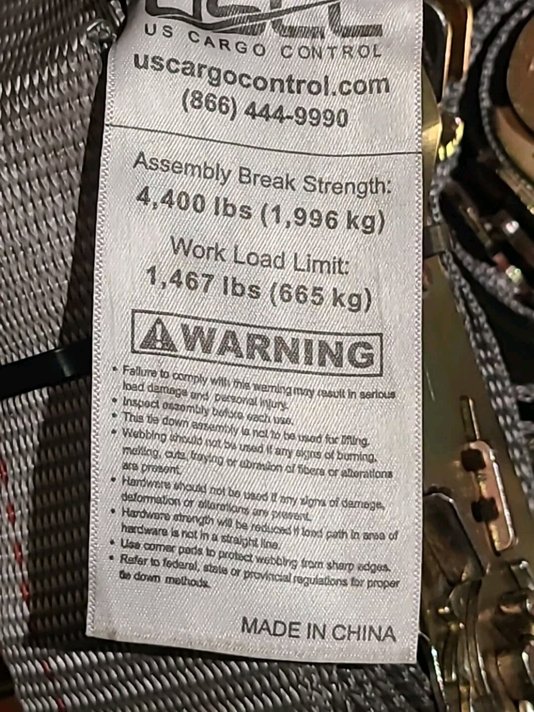 (6-Pack) USCC E Track Ratchet Straps Gray 1,467LBS WLL x 16' Long gallery