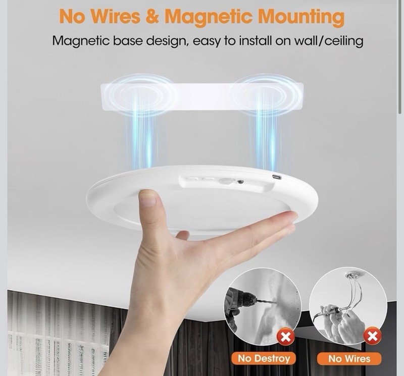 Rechargeable Motion Sensor Ceiling Light W/Remote Battery Powered Wireless 1/2/4 gallery