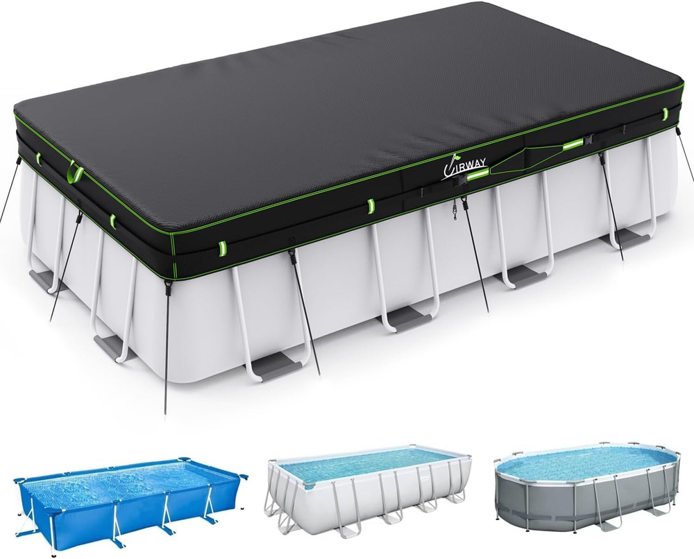 UIRWAY 12x24 FT Rectangular Pool Cover with Reflective Strips, Swimming Pool Cov