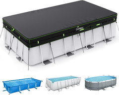UIRWAY 12×24 FT Rectangular Pool Cover with Reflective Strips, Swimming Pool Cov
