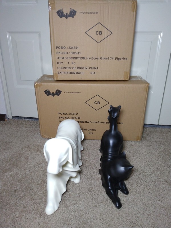 Cracker Barrel Halloween 12″ Ghost Cat AND 18″ Ghost Dog FIGURINE BUNDLE IN-HAND gallery