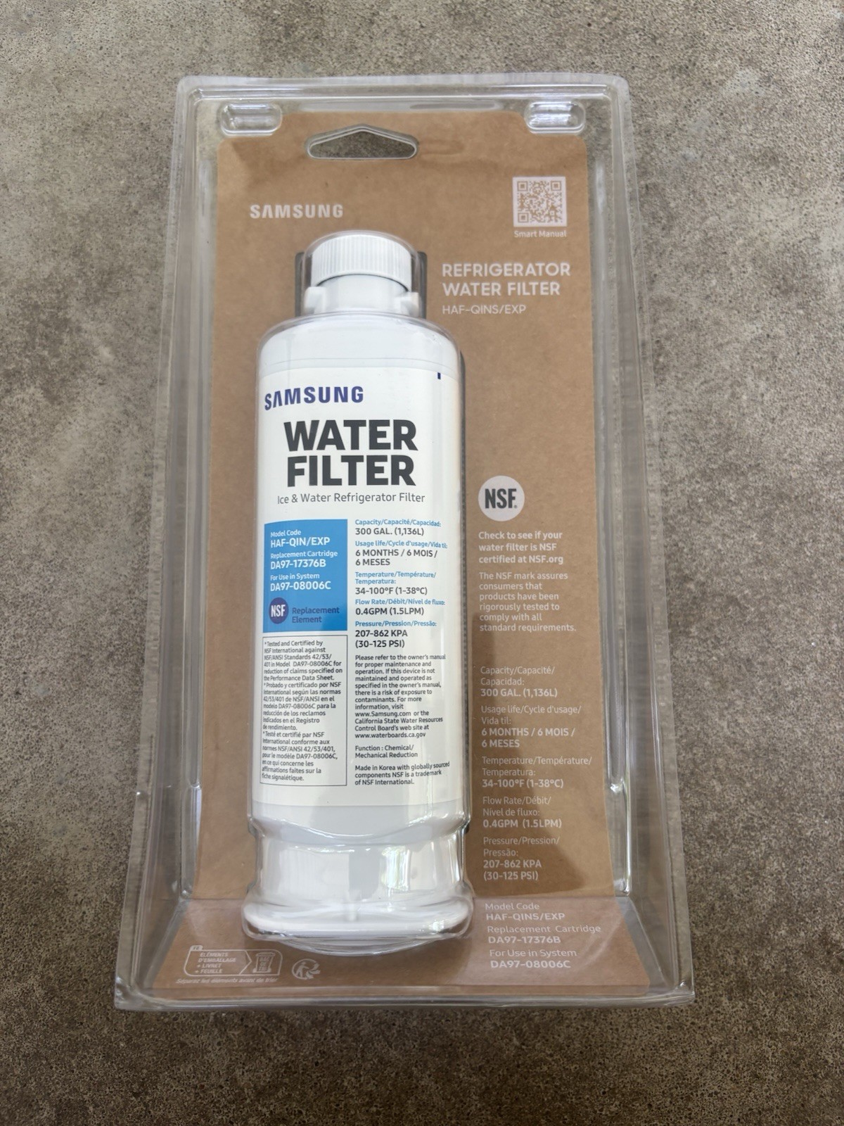NEW Samsung Refrigerator Water Filter DA97-17376B HAF-QINS/EXP NSF Certified gallery