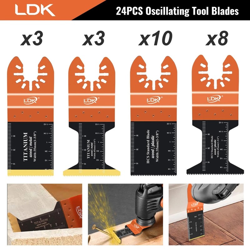 24Pc Oscillating Tool Blades, Professional Titanium Universal Multitool Blades f gallery