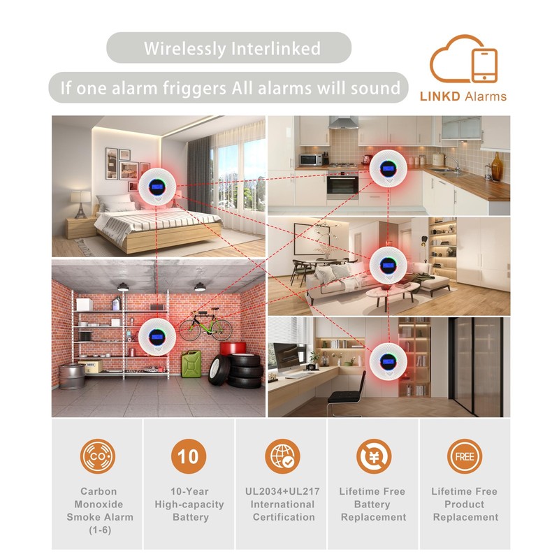 10-Year Battery Wireless Interconnected Smoke and Carbon Monoxide Detector, Smar gallery