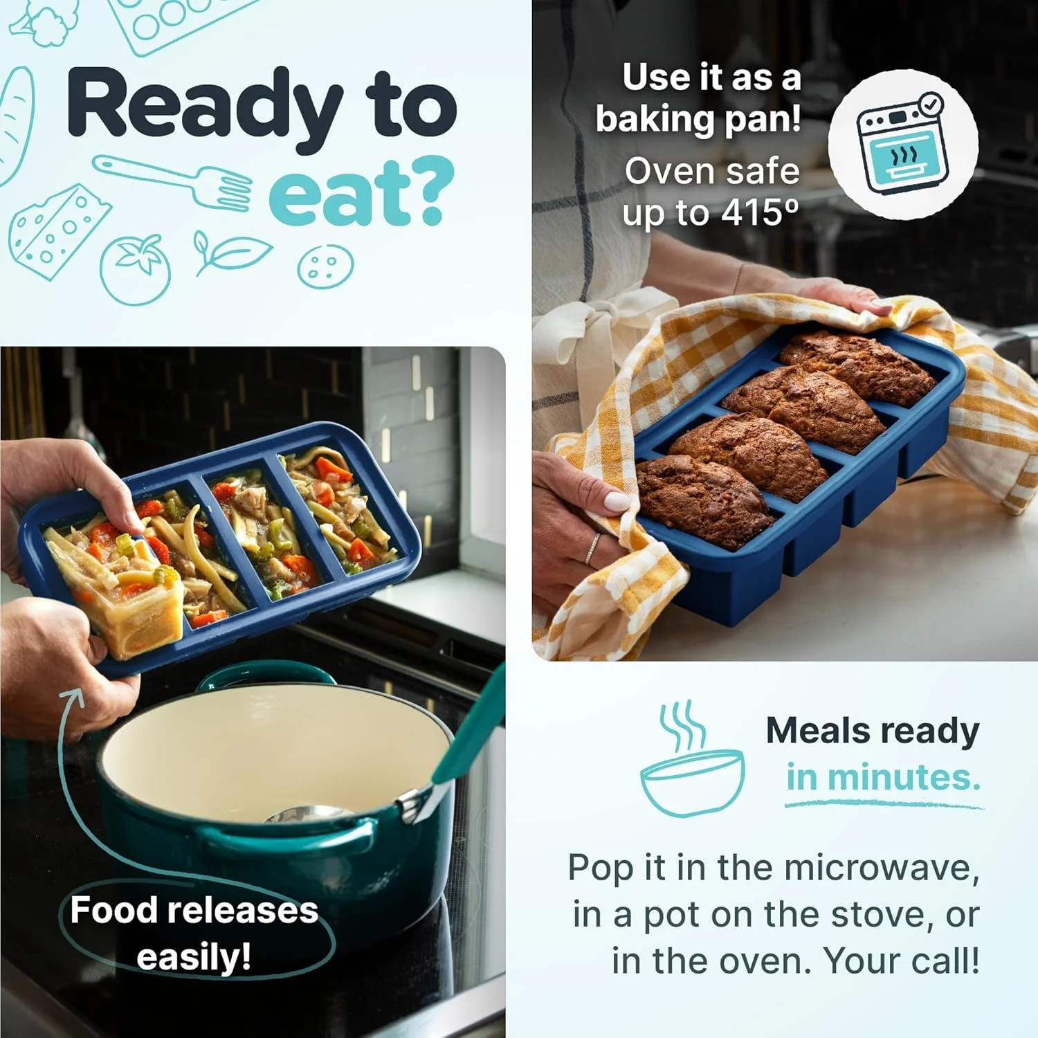 Souper Cubes Silicone Freezer Molds Gift Set with 2 Tbsp, 1/2, 1, and 2 Cup Sili gallery