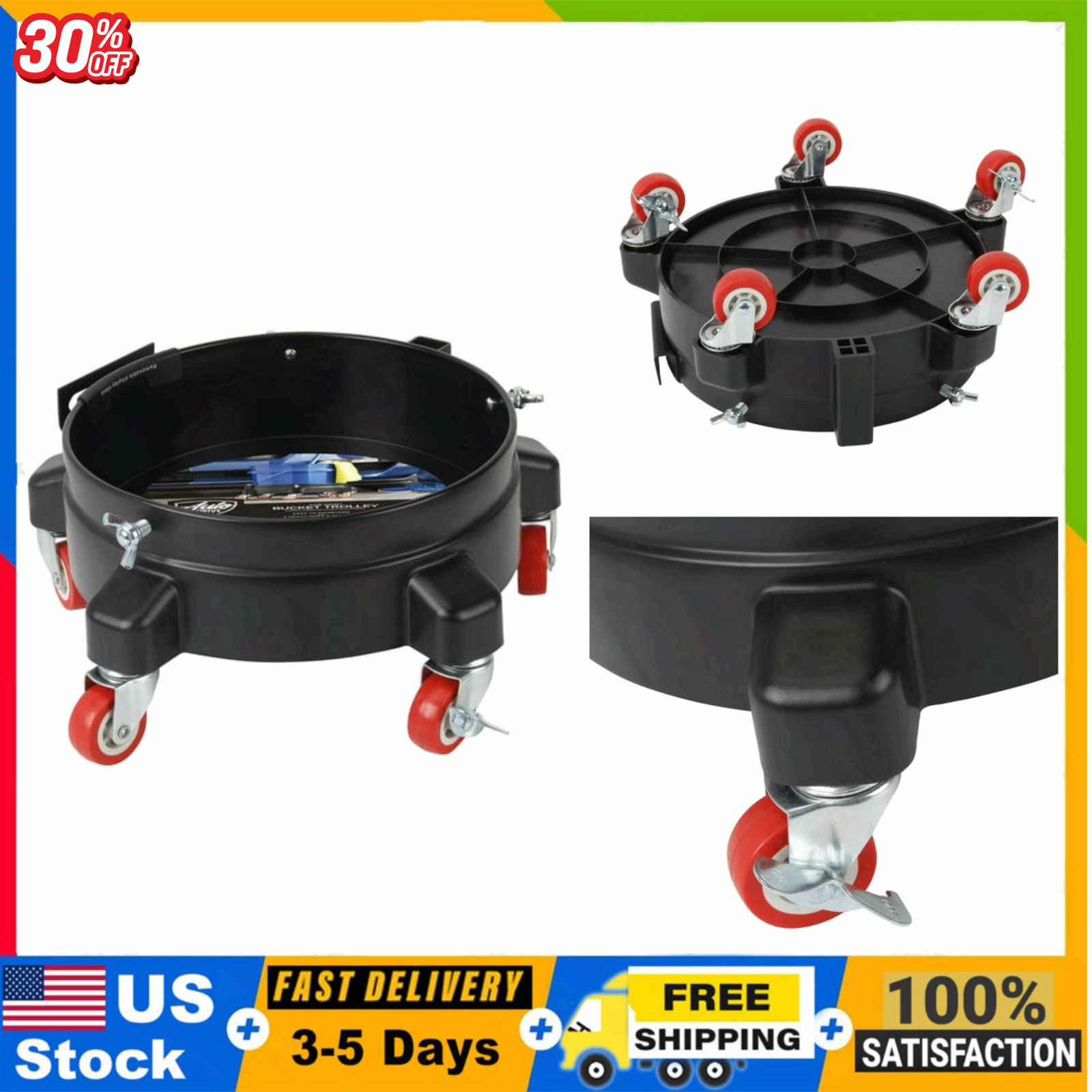5 Wheel with Lockable Casters, Auto Drive 12-inch Heavy Duty Plastic Garage gallery