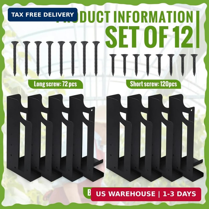 12 Pack Raised Garden Bed Corner Brackets with Securing Lip Fits Lumber up to 2" gallery
