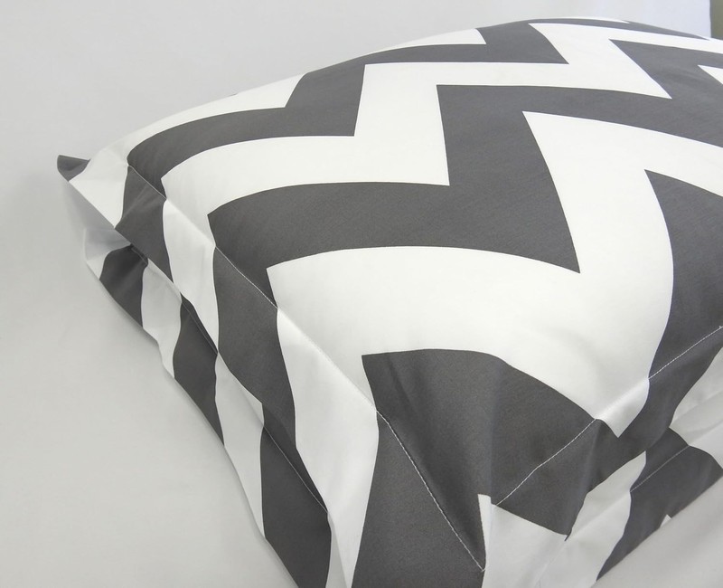 Full/Queen - Chevron- Grey with White- 3pc Duvet Cover Set 100% Cotton Fiber gallery