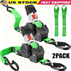2-Pack 10FT Retractable Ratchet Tie-Down Straps | 1763LBS Heavy-Duty | S-Hook US