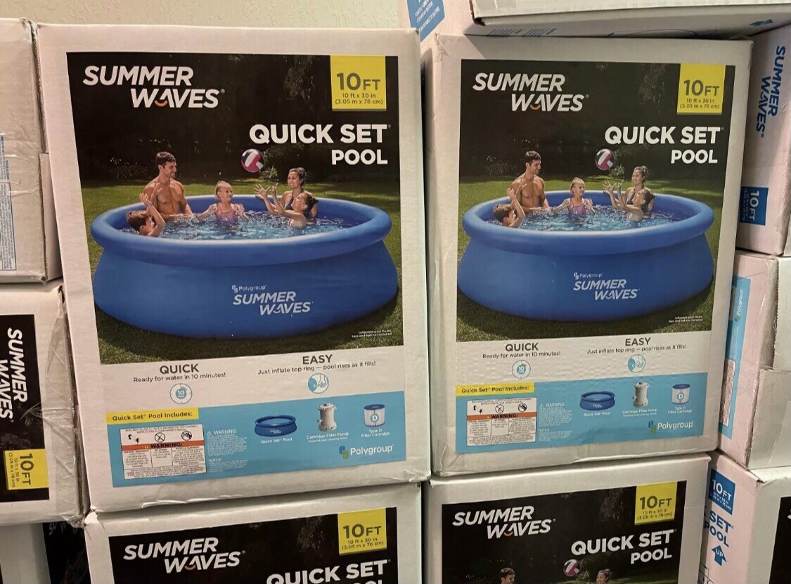 Summer Waves 10 ft 30 in Quick Set Inflatable Above Ground Pool w/ Filter Pump gallery