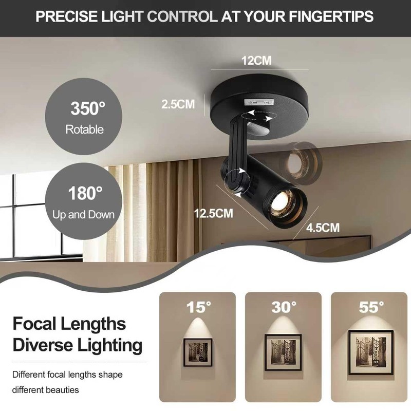 Zoomable Ceiling Spot Light Indoor 9W Art Display Accent Lighting 3000-6000K ... gallery